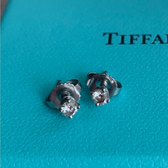 Tiffany & Co Solitaire Diamond Stud Earrings - Picture 3 of 14
